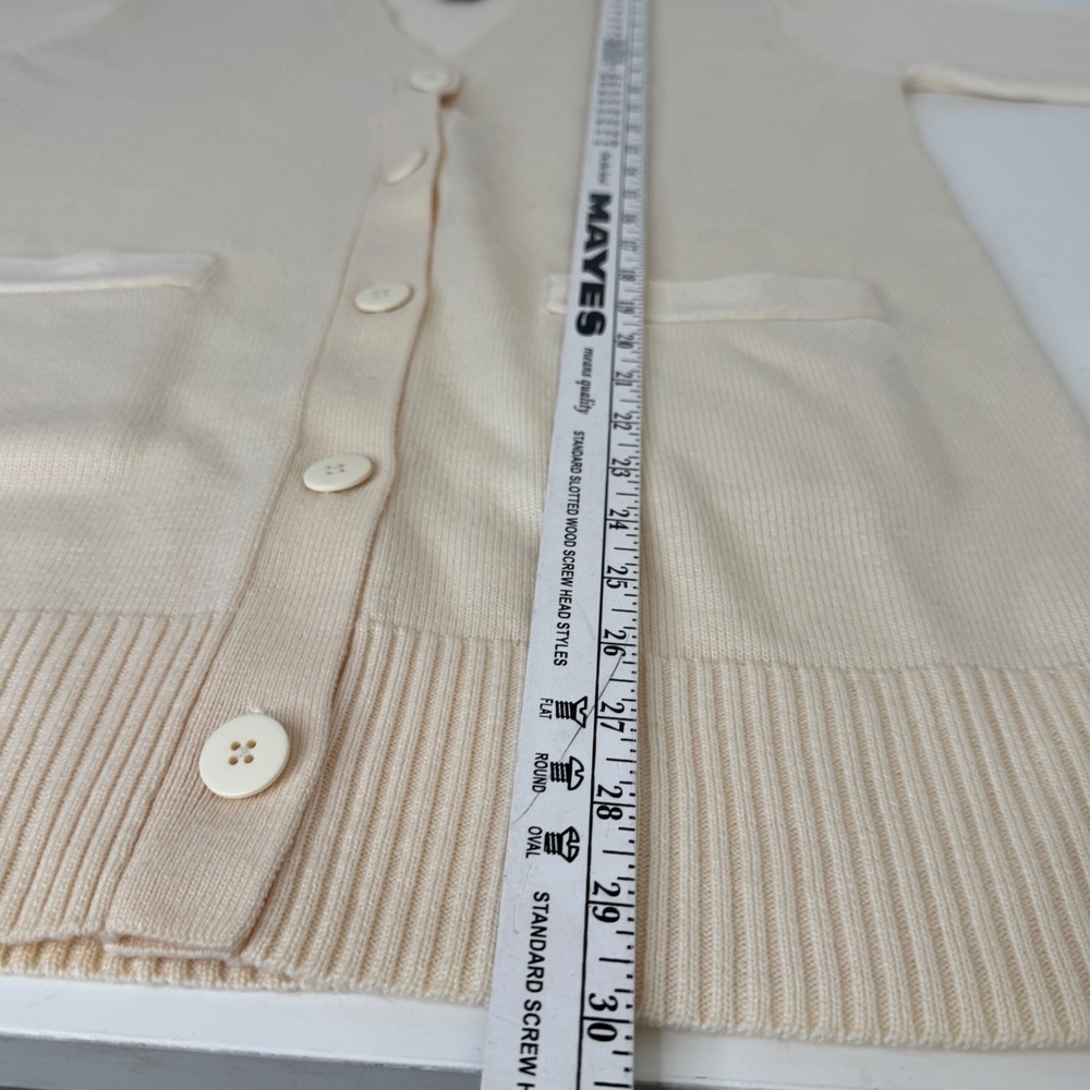 Classiques Entier Cream Sweater Merino‎ Wool V-Neck Long Cardigan XS - Picture 9 of 11